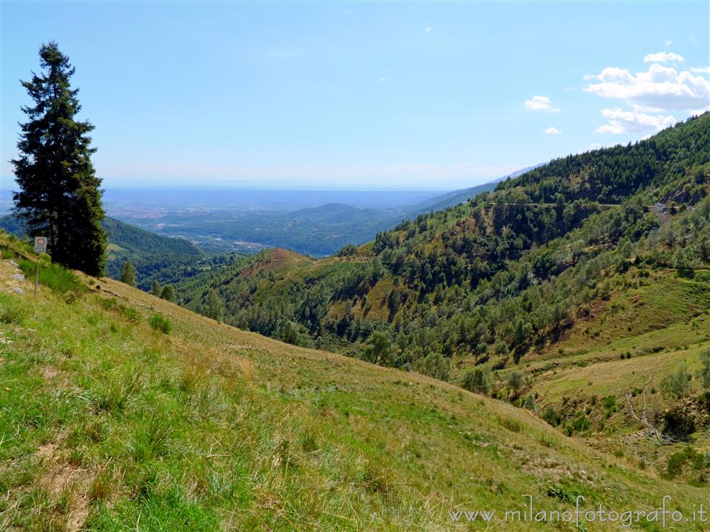 Valdilana - Campiglia Cervo (Biella, Italy) - Sight toward Biella and the plain from the Zegna Panoramic Road at Bocchetto Sessera (Bielmonte)